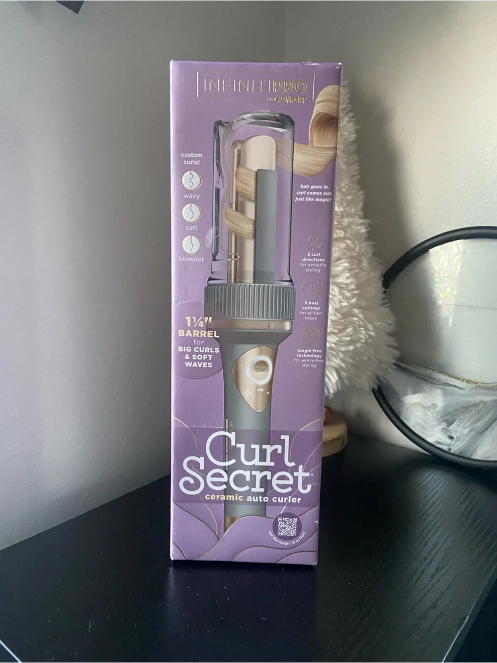 INFINITIPRO CONAIR Curl Secret Ceramic Auto Curling Iron 1 1/4 inch Barrel NWT